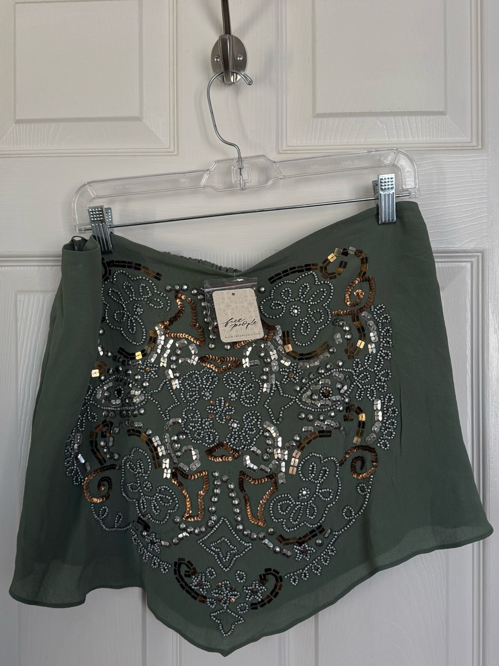 NWT Free People Julia Embellished Tube Top🫒🍸💚✨